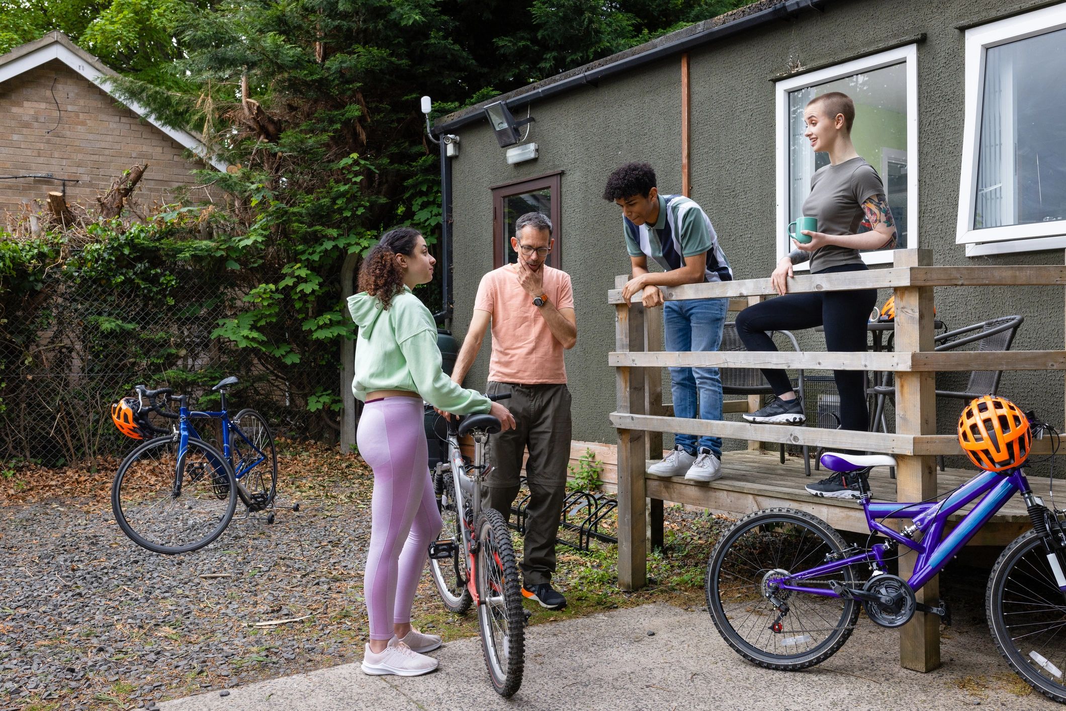 Community members bringing bikes together at an event